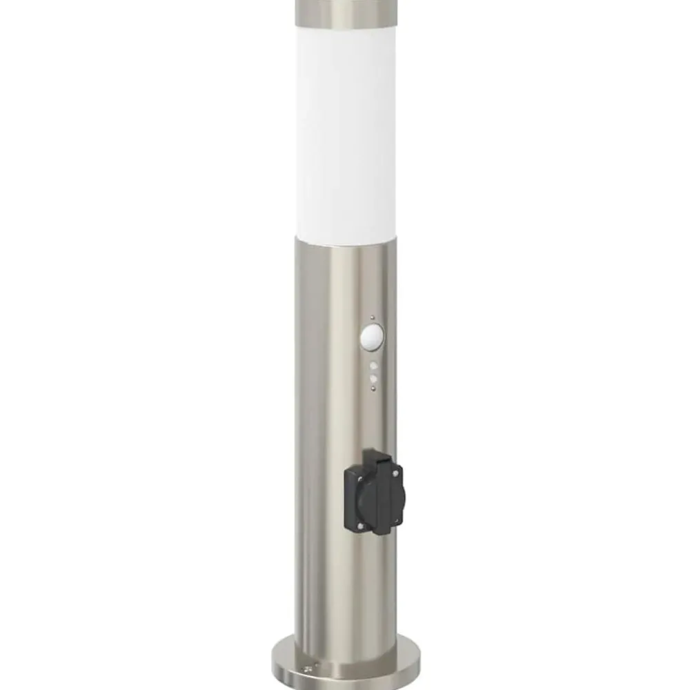 Verlichting*vidaXL Bolderverlichting met sensor en stopcontact 50 cm roestvrij staal IP44