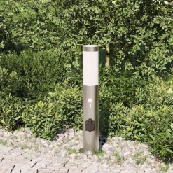 Verlichting*vidaXL Bolderverlichting met sensor en stopcontact 50 cm roestvrij staal IP44