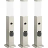 Bolderverlichting met sensor en stopcontact 3 stuks 50 cm roestvrij staal IP44>vidaXL