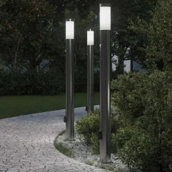 Verlichting*vidaXL Bolderverlichting met sensor en stopcontact 3 stuks 110 cm roestvrij staal IP44