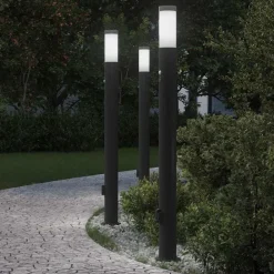 Bolderverlichting met sensor en stopcontact 3 stuks 110 cm roestvrij staal IP44>vidaXL Clearance