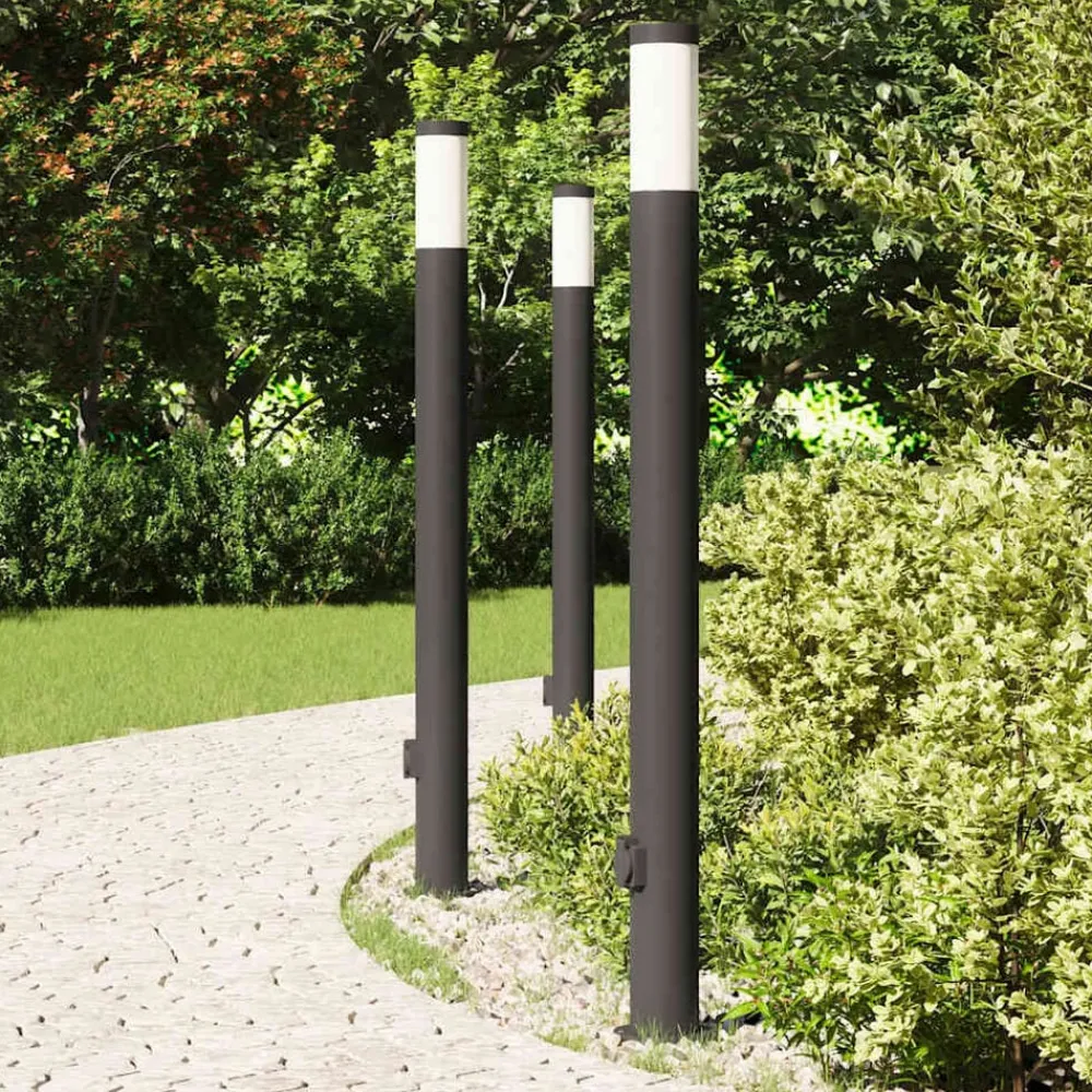 Bolderverlichting met stopcontact 3 stuks 110 cm roestvrij staal IP44>vidaXL New