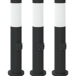 Bolderverlichting met stopcontact 3 stuks 50 cm roestvrij staal IP44>vidaXL Online