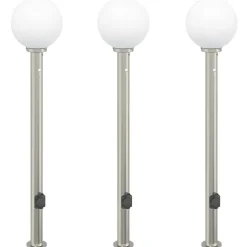 Verlichting*vidaXL Bolderverlichting met sensor en stopcontact 3 stuks 120 cm roestvrij staal IP44
