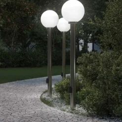 Verlichting*vidaXL Bolderverlichting met sensor en stopcontact 3 stuks 120 cm roestvrij staal IP44