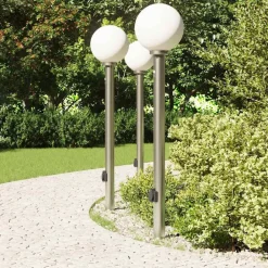 Verlichting*vidaXL Bolderverlichting met sensor en stopcontact 3 stuks 120 cm roestvrij staal IP44
