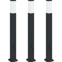 Bolderverlichting met stopcontact 3 stuks 80 cm Zwart IP44>vidaXL