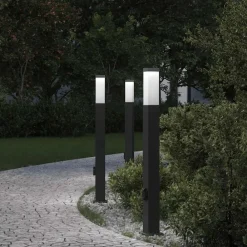 Bolderverlichting met stopcontact 3 stuks 80 cm Zwart IP44>vidaXL