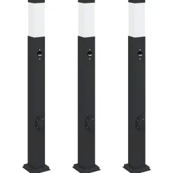 Bolderverlichting met sensor en stopcontact 3 stuks 80 cm zwart IP44>vidaXL Online