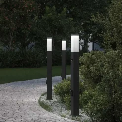 Bolderverlichting met sensor en stopcontact 3 stuks 80 cm zwart IP44>vidaXL Online