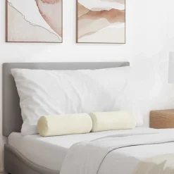 Bolster Kussens 2 stuks Crème Ø 15 x 40 cm Cordstof>vidaXL