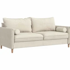 Bolster Kussens 2 stuks Crème Ø 15 x 40 cm Cordstof><noscript><img width=