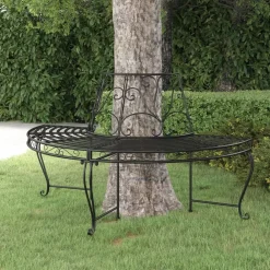 Boombank halfrond Ø160 cm staal zwart>vidaXL Best
