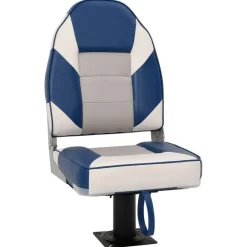 Voertuigen*vidaXL Bootstoel met poot 360° draaibaar Wit en blauw