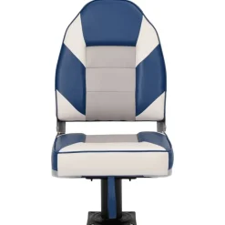 Voertuigen*vidaXL Bootstoel met poot 360° draaibaar Wit en blauw
