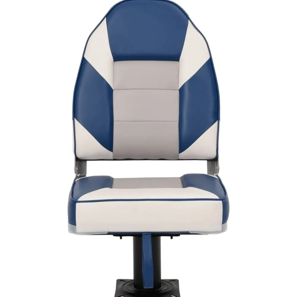 Voertuigen*vidaXL Bootstoel met poot 360° draaibaar Wit en blauw