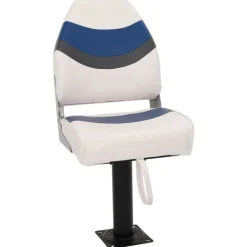 Voertuigen*vidaXL Bootstoel met poot 360° draaibaar Wit en blauw
