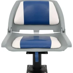 Voertuigen*vidaXL Bootstoel met poot 360° draaibaar Blauw en wit