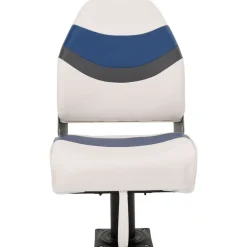 Voertuigen*vidaXL Bootstoel met poot 360° draaibaar Wit en blauw