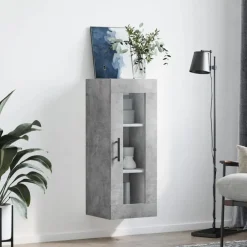 Kasten & Opbergmeubelen*vidaXL Bovenkast 34,5x34x90 cm Betongrijs