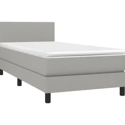 Bedden & Accessoires*vidaXL Boxspring met matras stof 80x200 cm Lichtgrijs
