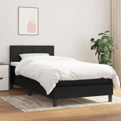 Bedden & Accessoires*vidaXL Boxspring met matras stof 80x200 cm Zwart