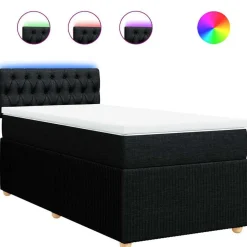 Bedden & Accessoires*vidaXL Boxspring met matras stof 80x200 cm Zwart