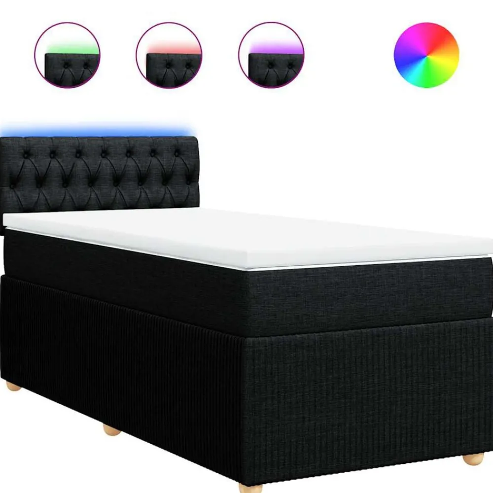 Bedden & Accessoires*vidaXL Boxspring met matras stof 80x200 cm Zwart