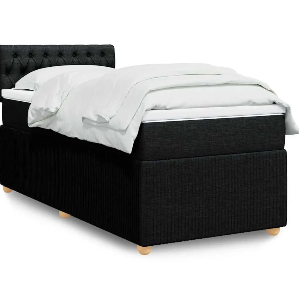 Bedden & Accessoires*vidaXL Boxspring met matras stof 80x200 cm Zwart