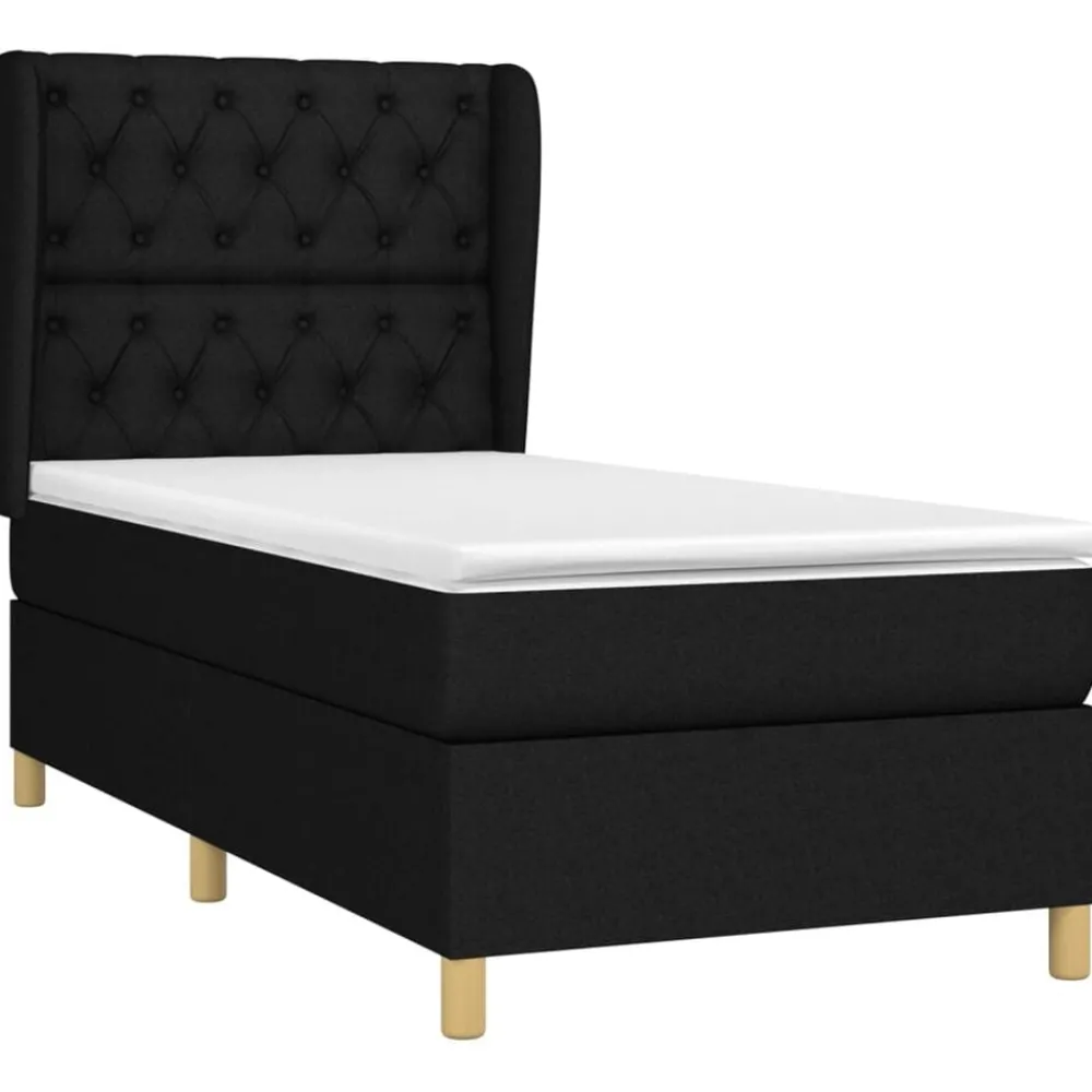 Bedden & Accessoires*vidaXL Boxspring met matras stof 80x200 cm Zwart