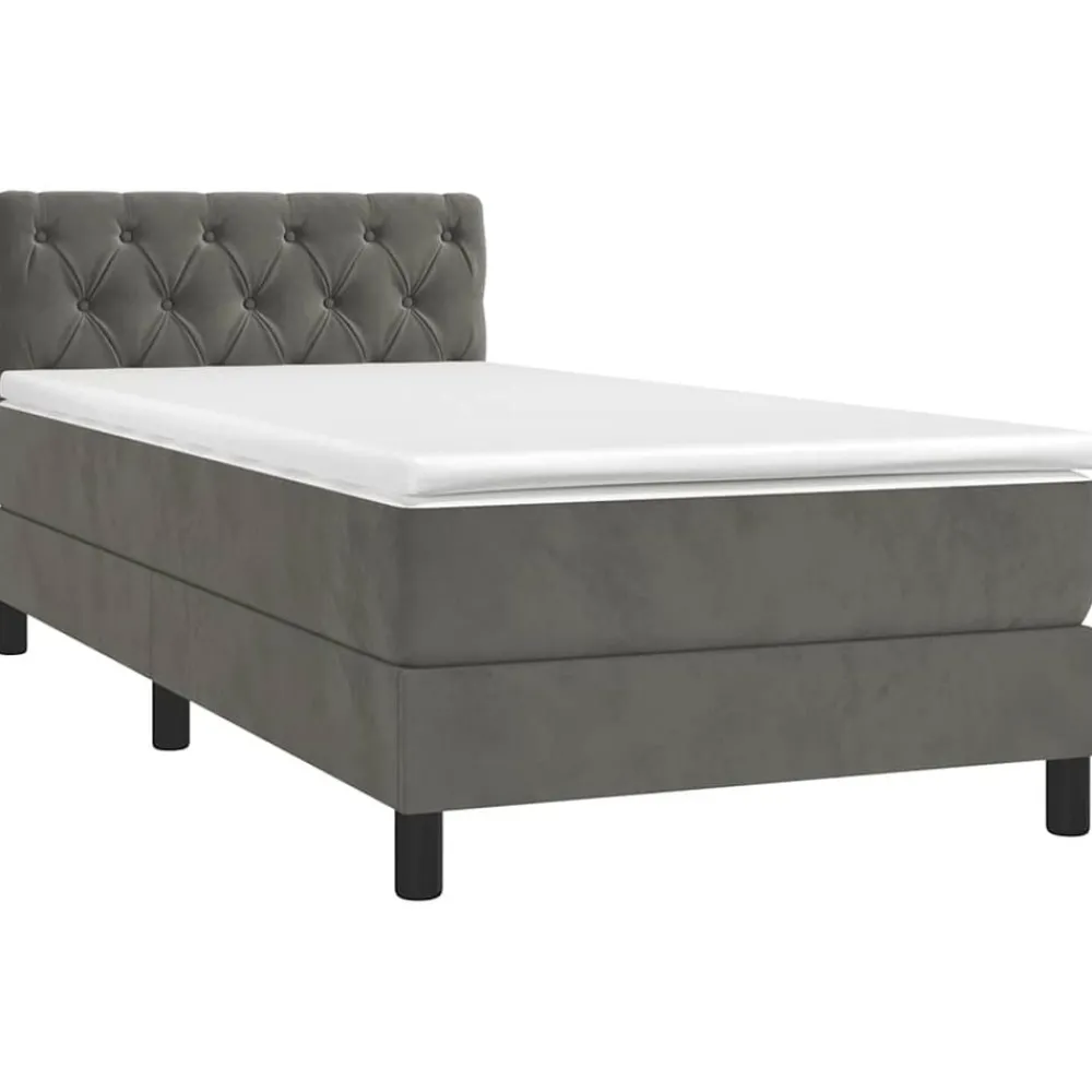 Bedden & Accessoires*vidaXL Boxspring met matras en LED fluweel 80x200 cm Donkergrijs