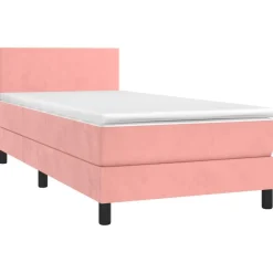 Bedden & Accessoires*vidaXL Boxspring met matras en LED fluweel 80x200 cm Roze