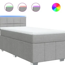 Bedden & Accessoires*vidaXL Boxspring met matras stof 80x200 cm Lichtgrijs
