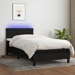 Bedden & Accessoires*vidaXL Boxspring met matras en LED stof 80x200 cm Zwart
