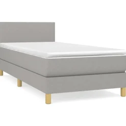 Bedden & Accessoires*vidaXL Boxspring met matras stof 80x200 cm Lichtgrijs