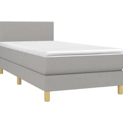 Bedden & Accessoires*vidaXL Boxspring met matras stof 80x200 cm Lichtgrijs