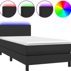 Boxspring met matras en LED kunstleer 80x200 cm>vidaXL New