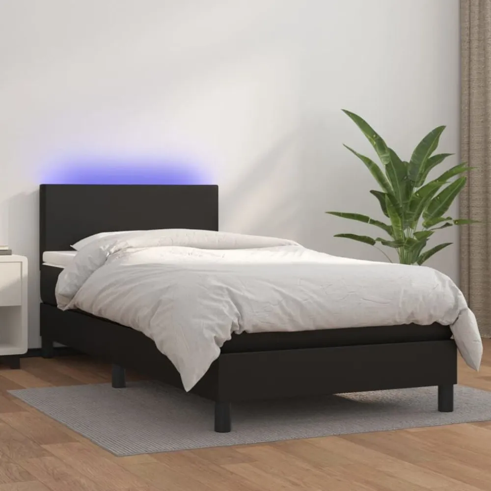 Boxspring met matras en LED kunstleer 80x200 cm>vidaXL New