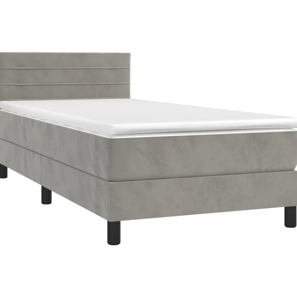 Bedden & Accessoires*vidaXL Boxspring met matras en LED fluweel 80x200 cm Lichtgrijs