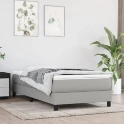 Bedden & Accessoires*vidaXL Boxspring met matras stof 80x200 cm Lichtgrijs