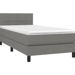 Bedden & Accessoires*vidaXL Boxspring met matras en LED stof 80x200 cm Donkergrijs