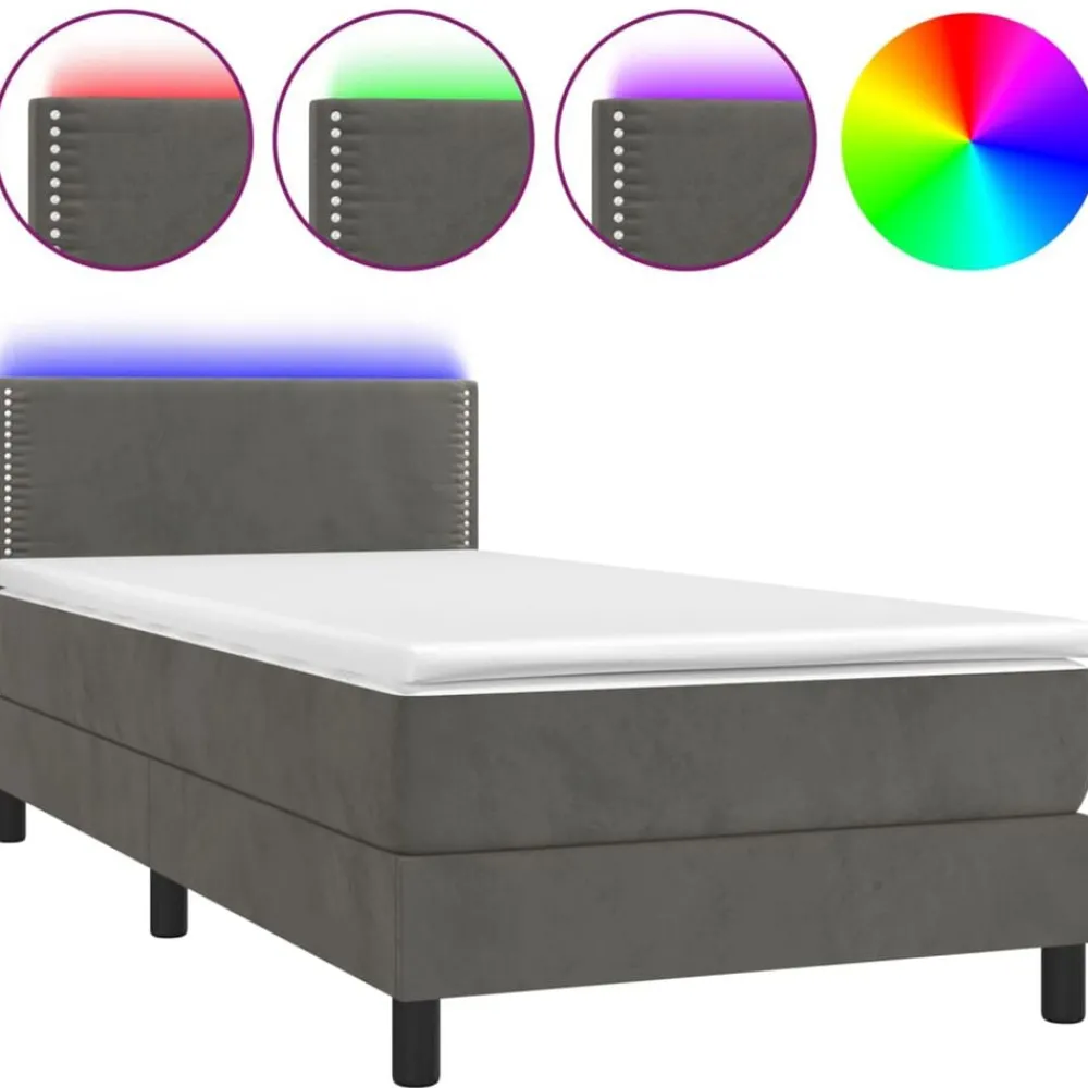 Boxspring met matras en LED fluweel 90x190 cm>vidaXL Online