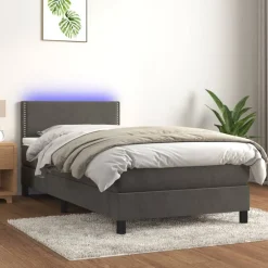 Boxspring met matras en LED fluweel 90x190 cm>vidaXL Online