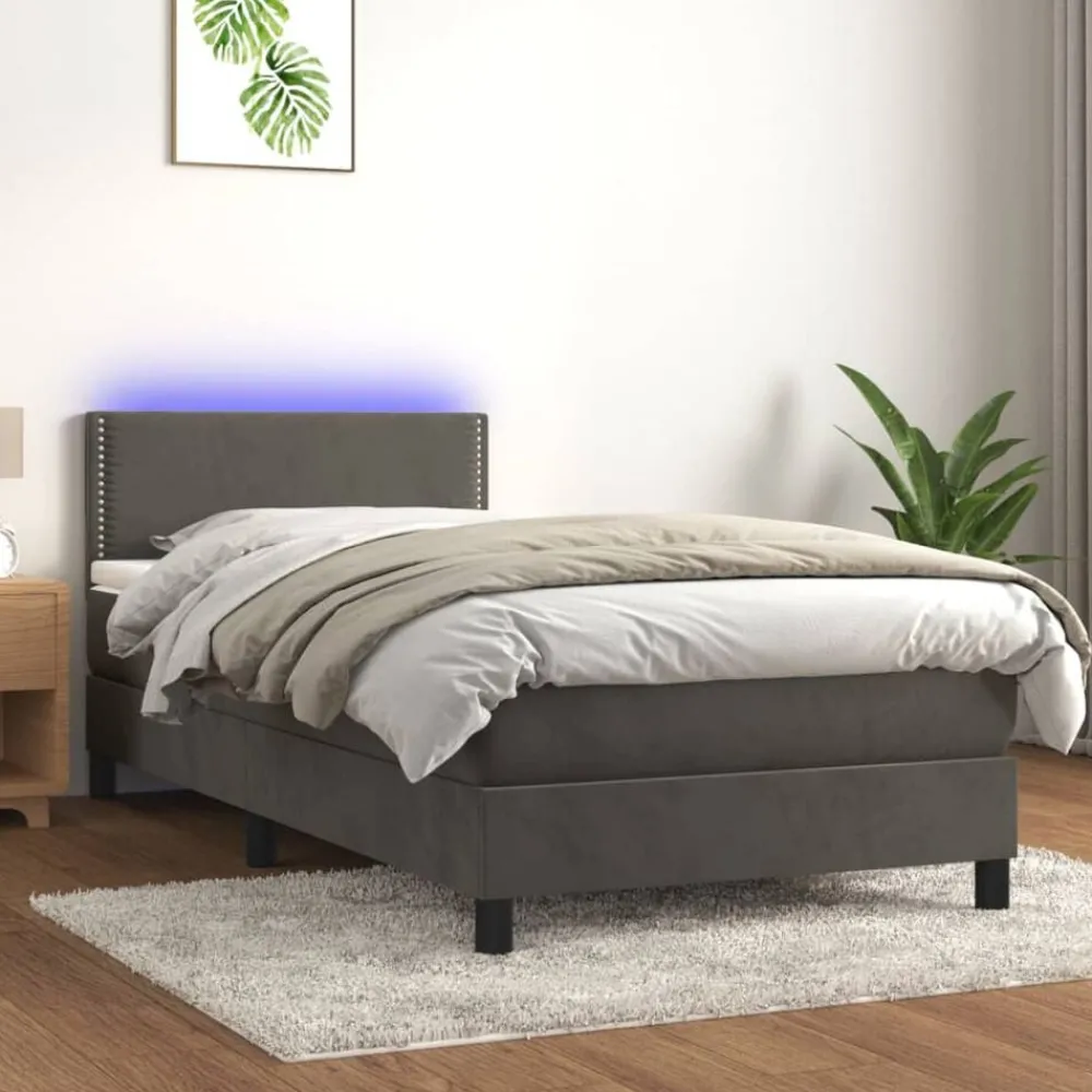 Boxspring met matras en LED fluweel 90x190 cm>vidaXL Online