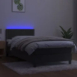 Boxspring met matras en LED fluweel 90x190 cm><noscript><img width=