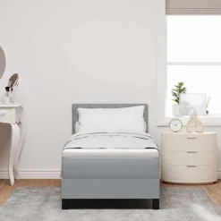 Bedden & Accessoires*vidaXL Boxspringbed met hoofdeinde 80 x 200 cm Stof Lichtgrijs