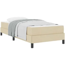 Bedden & Accessoires*vidaXL Boxspringbed met matras Crème 80 x 200 cm Stof Cr&egrave;me