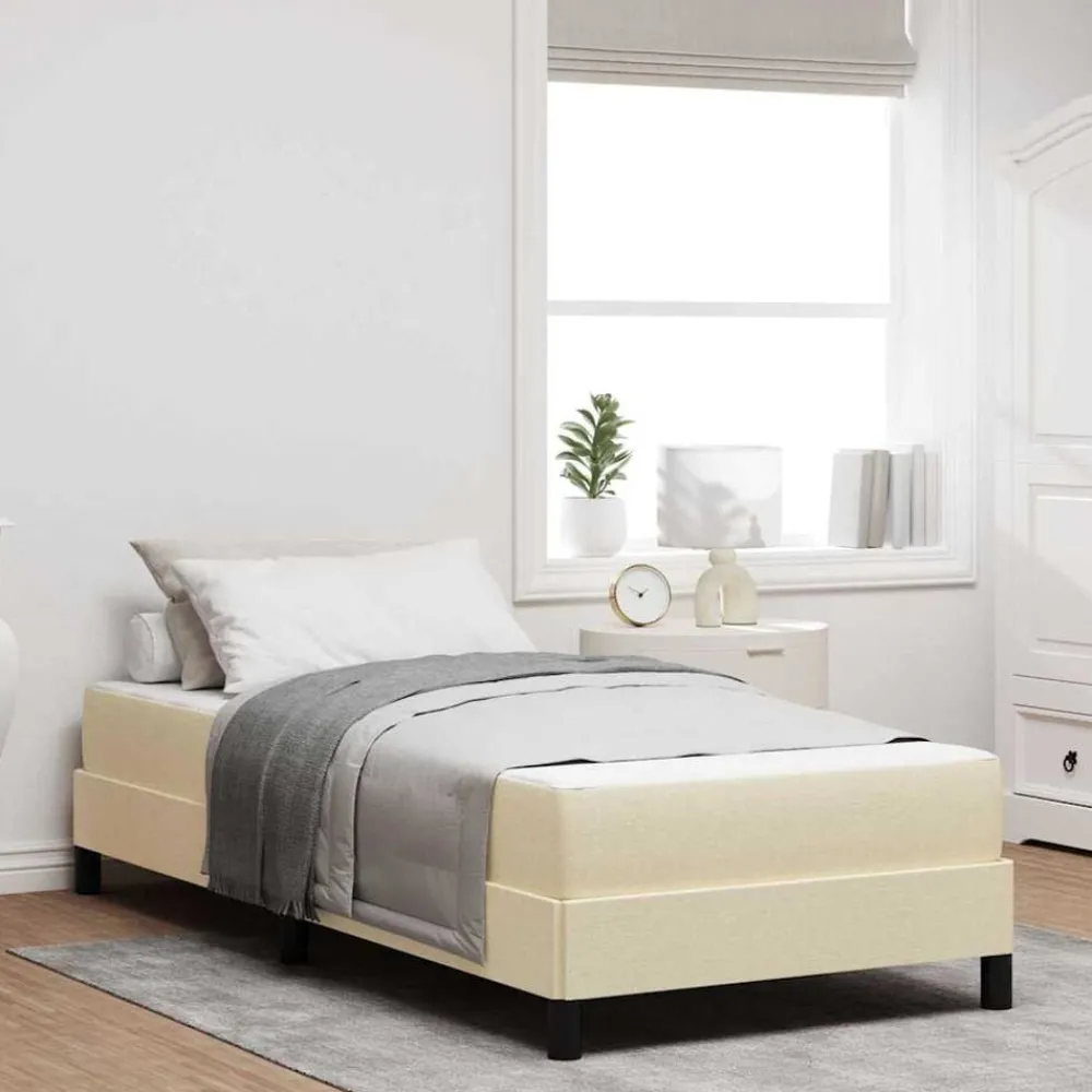 Bedden & Accessoires*vidaXL Boxspringbed met matras Crème 80 x 200 cm Stof Crème