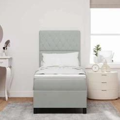 Bedden & Accessoires*vidaXL Boxspringbed met matras 80 x 200 cm Fluweel Lichtgrijs