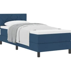Bedden & Accessoires*vidaXL Boxspringbed met matras met hoofdeinde 80 x 200 cm Stof Blauw